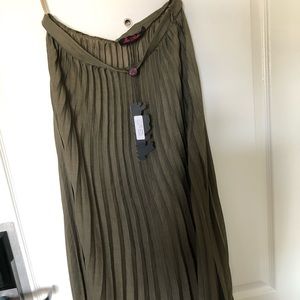 Motel Rocks Olive Green Pleated Skirt